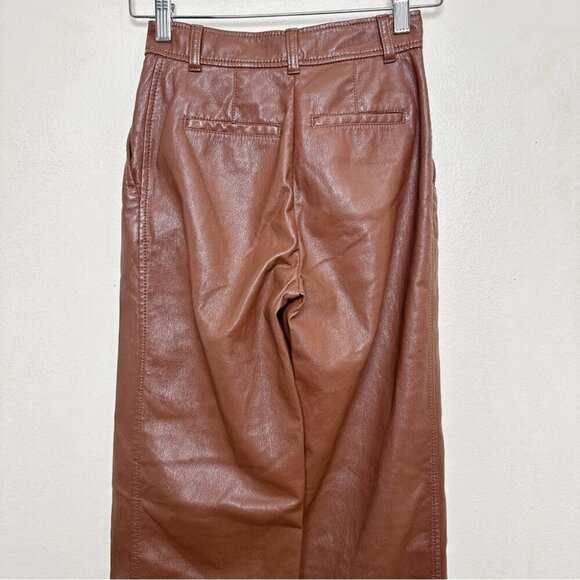 Aritzia Womens Babaton 00 Agency Vegan Leather Pant In Cognac Color - Picture 12 of 15